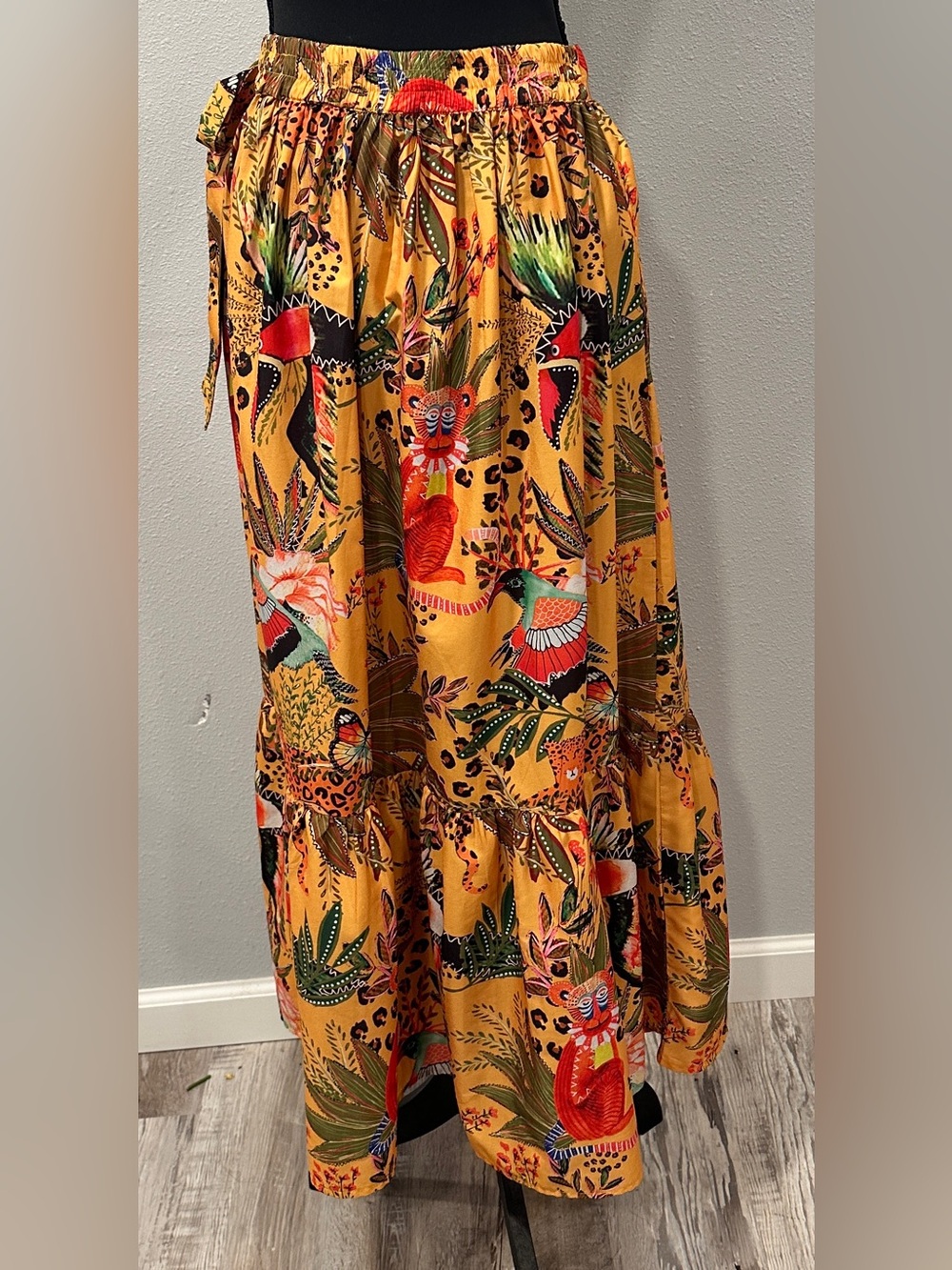 Rachel Zoe - Size Small - Mustard Tropical Print Maxi Skirt